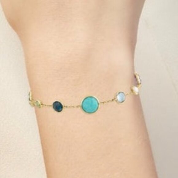 IPPOLITA 18K 750 YELLOW GOLD LOLLITINI 7-STONE LINK BRACELET - Picture 7 of 8